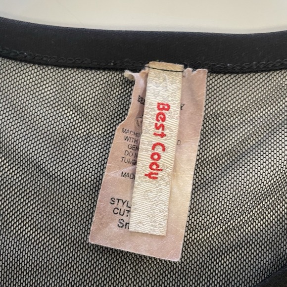 Vtg Y2K Sheer Black Mesh Tunic Top Dress Overlay Goth Grunge Layering Slits S - Picture 4 of 8